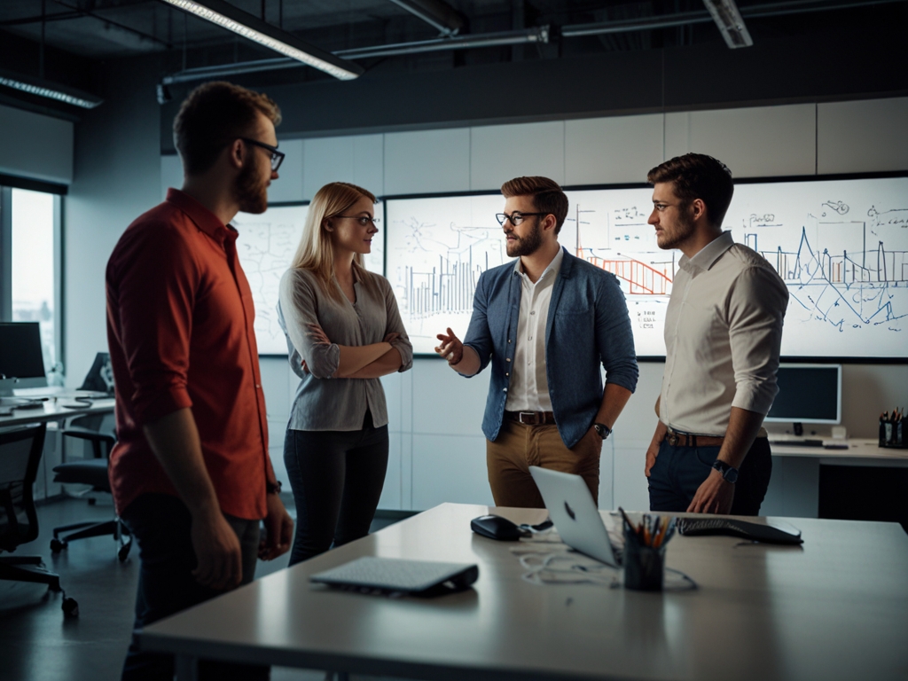 Equipo de profesionales de TI colaborando en soluciones tecnológicas